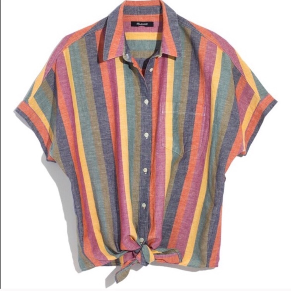 Madewell Tie Rainbow striped shirt